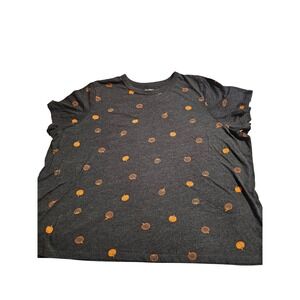 Old Navy Everywear Womens XXL Pumpkin Print T-Shirt Charcoal Gray Halloween Tee